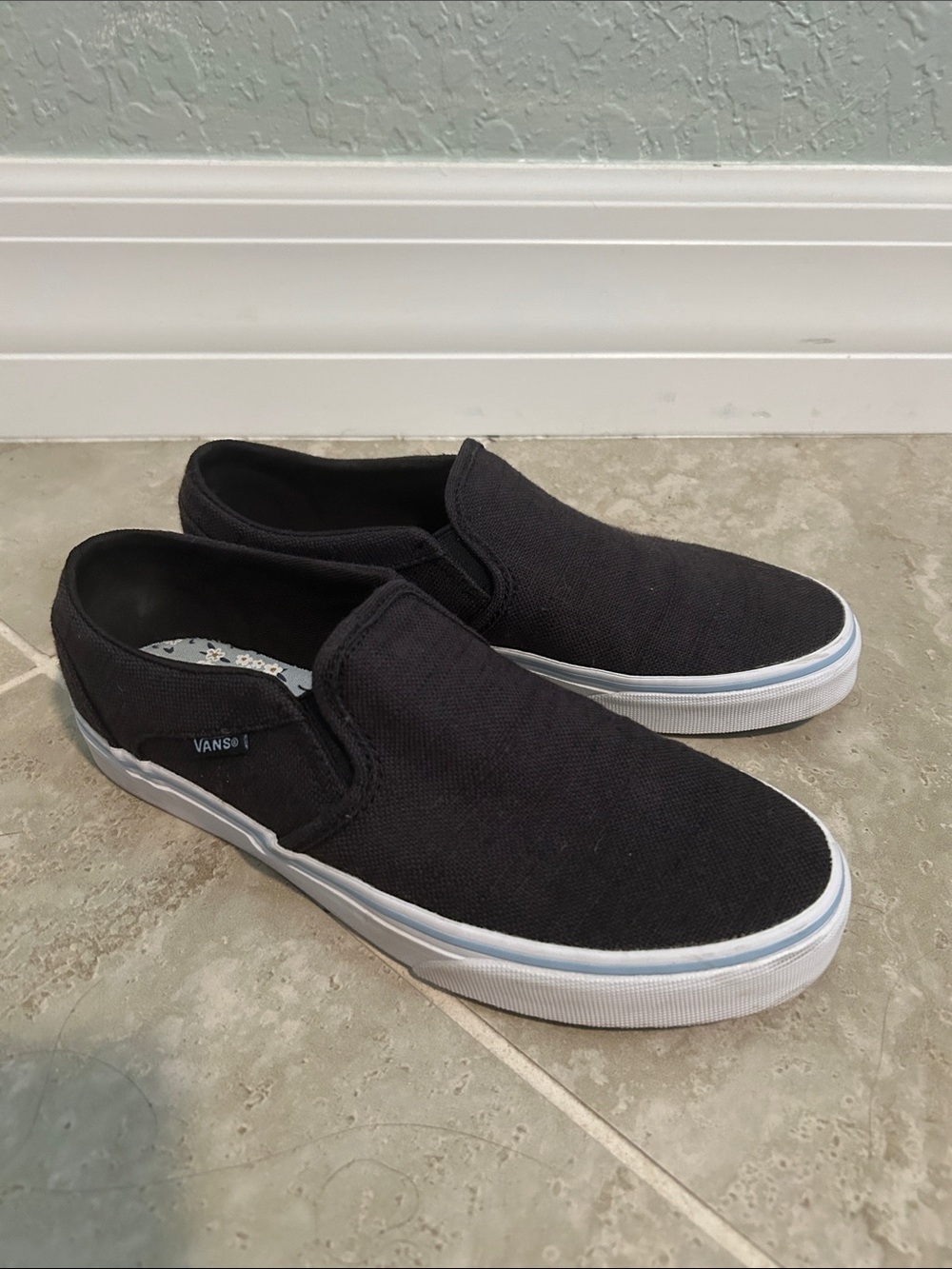 Ladies Vans Slip-On Canvas Sneakers - Blue Canvas